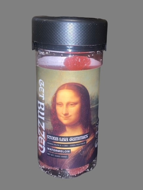 Get Buzzed Stona Lisa Gummies - Watermelon - 20mg Delta 9, 5mg CBD